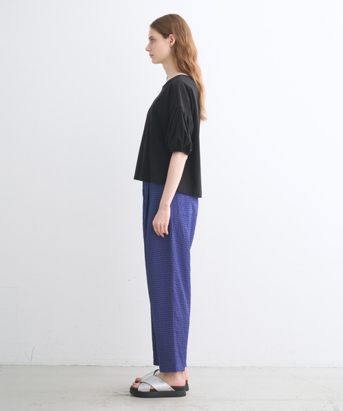 three dots(スリードッツ)の「シルケンジャージー ハーフスリーブトップス(Tシャツ/カットソー・レディース・ブルー系その他/ホワイト/ブラック・SMALL)」の16枚目の写真