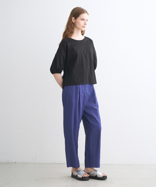 three dots(スリードッツ)の「シルケンジャージー ハーフスリーブトップス(Tシャツ/カットソー・レディース・ブルー系その他/ホワイト/ブラック・SMALL)」の14枚目の写真