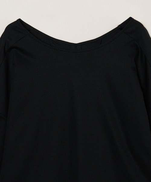 three dots(スリードッツ)の「シルケンジャージー ハーフスリーブトップス(Tシャツ/カットソー・レディース・ブルー系その他/ホワイト/ブラック・SMALL)」の6枚目の写真