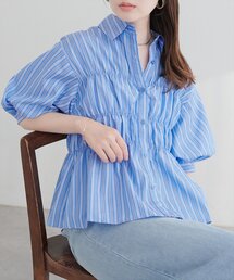 TCブロードシャーリングパフスリーブブラウス