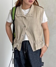 麻混スタンドベスト