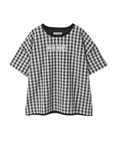 PINK HOUSE(ピンクハウス)の「ロゴプリントギンガムチェック×無地カットソー(Tシャツ/カットソー・レディース・レッド系/ブラック系/ピンク系/ブルー系・フリー)」の2枚目の写真