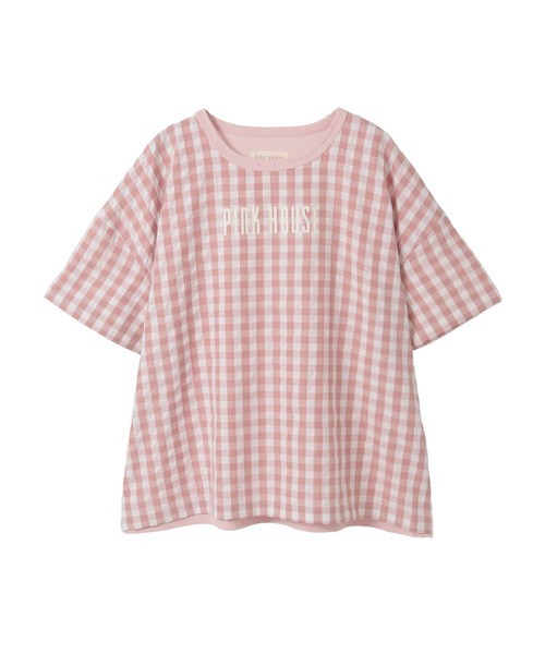 PINK HOUSE(ピンクハウス)の「ロゴプリントギンガムチェック×無地カットソー(Tシャツ/カットソー・レディース・レッド系/ブラック系/ピンク系/ブルー系・フリー)」の3枚目の写真