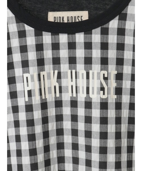 PINK HOUSE(ピンクハウス)の「ロゴプリントギンガムチェック×無地カットソー(Tシャツ/カットソー・レディース・レッド系/ブラック系/ピンク系/ブルー系・フリー)」の14枚目の写真