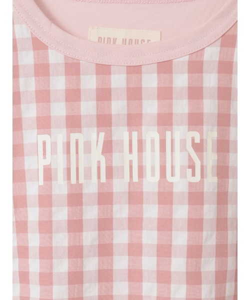 PINK HOUSE(ピンクハウス)の「ロゴプリントギンガムチェック×無地カットソー(Tシャツ/カットソー・レディース・レッド系/ブラック系/ピンク系/ブルー系・フリー)」の6枚目の写真