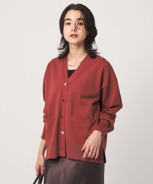 green label relaxing(グリーンレーベルリラクシング)の「Vネック ニット カーディガン ウォッシャブル(カーディガン/ボレロ・レディース・ブラック/オフホワイト/ダークブラウン/レッド・FREE)」の5枚目の写真