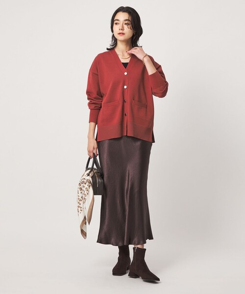 green label relaxing(グリーンレーベルリラクシング)の「Vネック ニット カーディガン ウォッシャブル(カーディガン/ボレロ・レディース・ブラック/オフホワイト/ダークブラウン/レッド・FREE)」の6枚目の写真