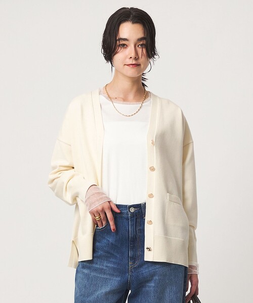 green label relaxing(グリーンレーベルリラクシング)の「Vネック ニット カーディガン ウォッシャブル(カーディガン/ボレロ・レディース・ブラック/オフホワイト/ダークブラウン/レッド・FREE)」の9枚目の写真