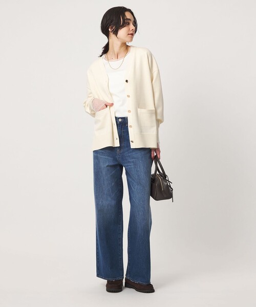 green label relaxing(グリーンレーベルリラクシング)の「Vネック ニット カーディガン ウォッシャブル(カーディガン/ボレロ・レディース・ブラック/オフホワイト/ダークブラウン/レッド・FREE)」の10枚目の写真