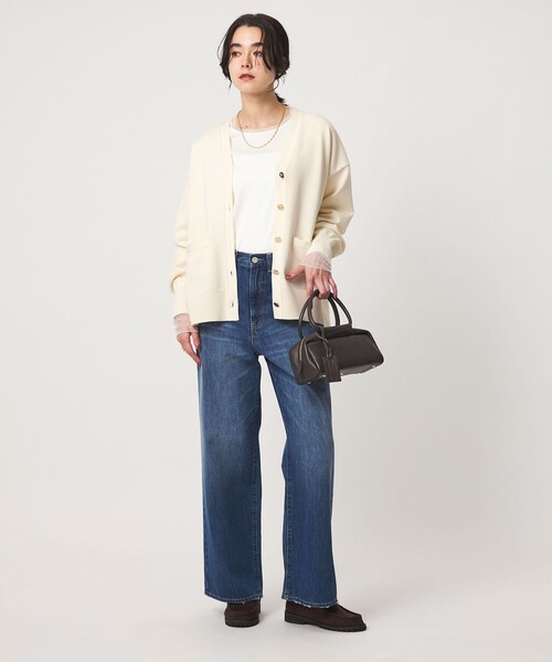 green label relaxing(グリーンレーベルリラクシング)の「Vネック ニット カーディガン ウォッシャブル(カーディガン/ボレロ・レディース・ブラック/オフホワイト/ダークブラウン/レッド・FREE)」の11枚目の写真