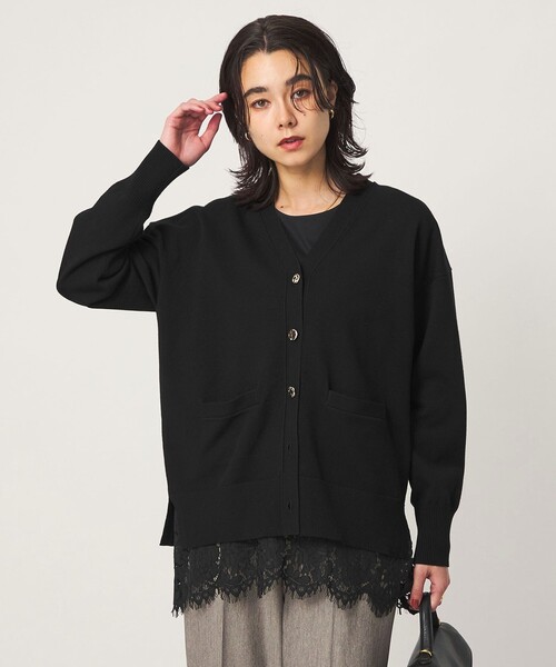 green label relaxing(グリーンレーベルリラクシング)の「Vネック ニット カーディガン ウォッシャブル(カーディガン/ボレロ・レディース・ブラック/オフホワイト/ダークブラウン/レッド・FREE)」の13枚目の写真