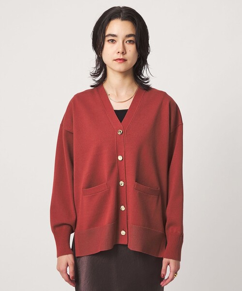 green label relaxing(グリーンレーベルリラクシング)の「Vネック ニット カーディガン ウォッシャブル(カーディガン/ボレロ・レディース・ブラック/オフホワイト/ダークブラウン/レッド・FREE)」の21枚目の写真