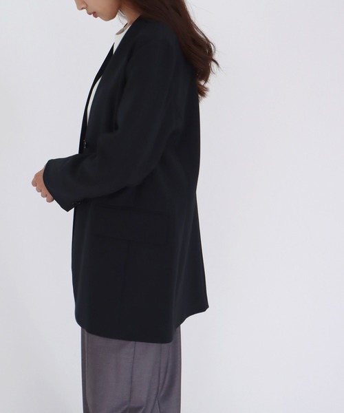 DRESSLAVE（ドレスレイブ）の「【B7/ベーセッツ】nocollar jacket(ノーカラージャケット)（ノーカラージャケット・レディース・ネイビー/ブラウン・38）」の6枚目の写真