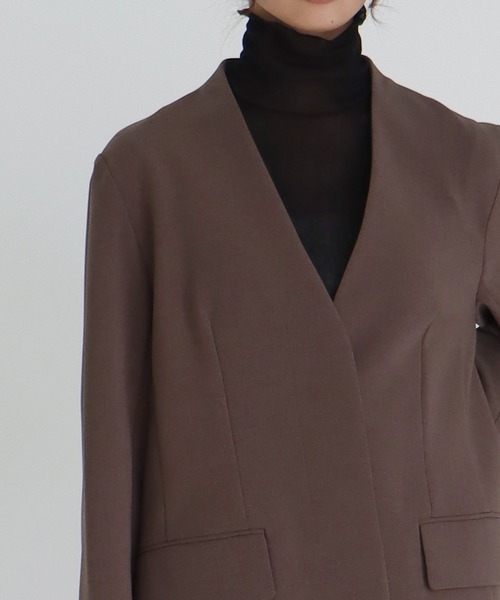 DRESSLAVE（ドレスレイブ）の「【B7/ベーセッツ】nocollar jacket(ノーカラージャケット)（ノーカラージャケット・レディース・ネイビー/ブラウン・38）」の10枚目の写真