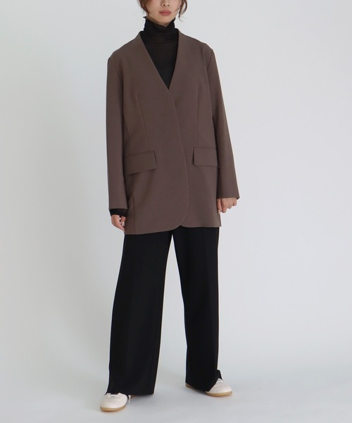 DRESSLAVE（ドレスレイブ）の「【B7/ベーセッツ】nocollar jacket(ノーカラージャケット)（ノーカラージャケット・レディース・ネイビー/ブラウン・38）」の9枚目の写真