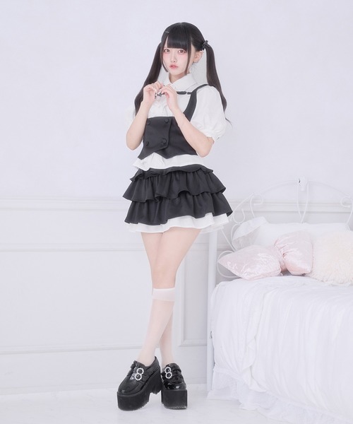 Pal elfy(パルエルフィー)の「レースアップティアードスカート(スカート・レディース・ブラック/グレー・フリー)」の15枚目の写真