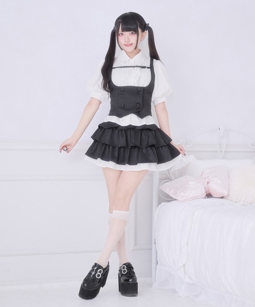 Pal elfy(パルエルフィー)の「レースアップティアードスカート(スカート・レディース・ブラック/グレー・フリー)」の16枚目の写真
