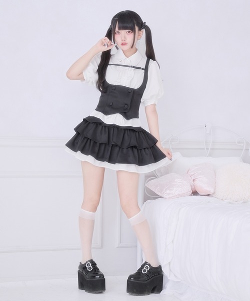 Pal elfy(パルエルフィー)の「レースアップティアードスカート(スカート・レディース・ブラック/グレー・フリー)」の17枚目の写真