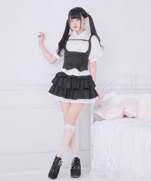 Pal elfy(パルエルフィー)の「レースアップティアードスカート(スカート・レディース・ブラック/グレー・フリー)」の18枚目の写真