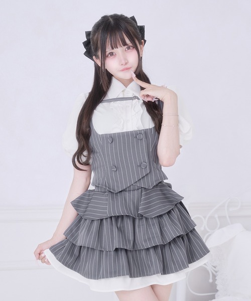 Pal elfy(パルエルフィー)の「レースアップティアードスカート(スカート・レディース・ブラック/グレー・フリー)」の21枚目の写真