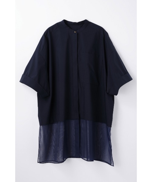 ENFOLD(エンフォルド)の「SHEER BOTTOM SHIRT(Tシャツ/カットソー・レディース・ホワイト/ネイビー・38)」の2枚目の写真