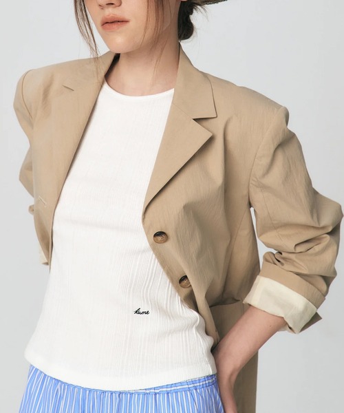 KUME（クメ）の「KUME/ Basic Tank Top / KM-25SS-TS01 秋服 冬服（タンクトップ・レディース・ホワイト/ブラック・M）」の3枚目の写真