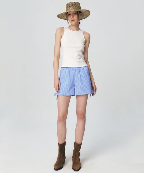 KUME（クメ）の「KUME/ Basic Tank Top / KM-25SS-TS01 秋服 冬服（タンクトップ・レディース・ホワイト/ブラック・M）」の5枚目の写真
