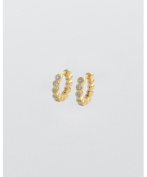 Bezel Hoop Earring - Gold (silver925)