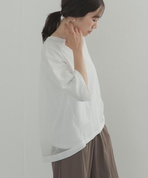 URBAN RESEARCH DOORS(アーバンリサーチドアーズ)の「バックシアー切替プルオーバー(Tシャツ/カットソー・レディース・ネイビー/オフホワイト・FREE)」の3枚目の写真