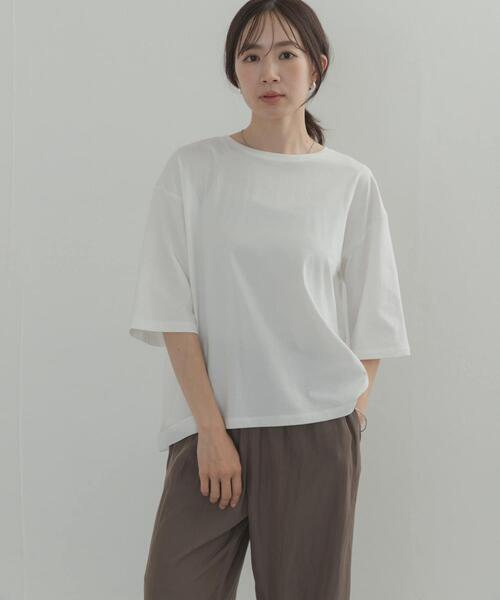 URBAN RESEARCH DOORS(アーバンリサーチドアーズ)の「バックシアー切替プルオーバー(Tシャツ/カットソー・レディース・ネイビー/オフホワイト・FREE)」の5枚目の写真