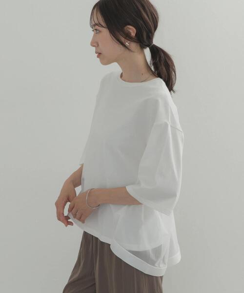 URBAN RESEARCH DOORS(アーバンリサーチドアーズ)の「バックシアー切替プルオーバー(Tシャツ/カットソー・レディース・ネイビー/オフホワイト・FREE)」の6枚目の写真