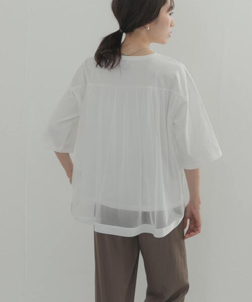 URBAN RESEARCH DOORS(アーバンリサーチドアーズ)の「バックシアー切替プルオーバー(Tシャツ/カットソー・レディース・ネイビー/オフホワイト・FREE)」の7枚目の写真