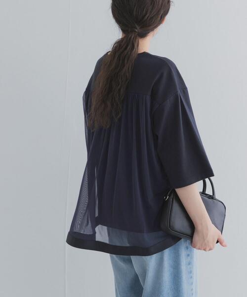 URBAN RESEARCH DOORS(アーバンリサーチドアーズ)の「バックシアー切替プルオーバー(Tシャツ/カットソー・レディース・ネイビー/オフホワイト・FREE)」の12枚目の写真