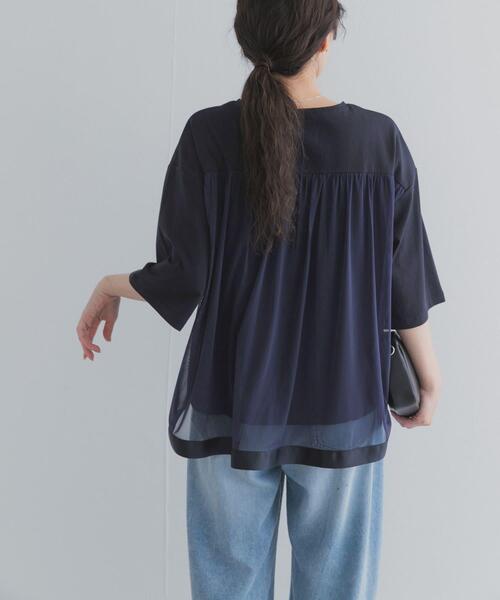 URBAN RESEARCH DOORS(アーバンリサーチドアーズ)の「バックシアー切替プルオーバー(Tシャツ/カットソー・レディース・ネイビー/オフホワイト・FREE)」の13枚目の写真
