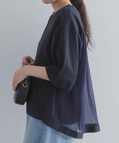 URBAN RESEARCH DOORS(アーバンリサーチドアーズ)の「バックシアー切替プルオーバー(Tシャツ/カットソー・レディース・ネイビー/オフホワイト・FREE)」の15枚目の写真
