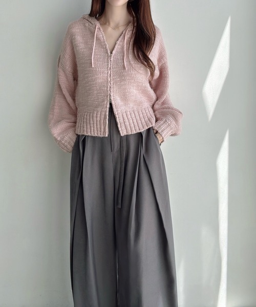 Meiru(メイル)の「スラブヤーンニットパーカー(パーカー・レディース・ピンク/ライトブルー/アイボリー・MEDIUM/LARGE)」の13枚目の写真
