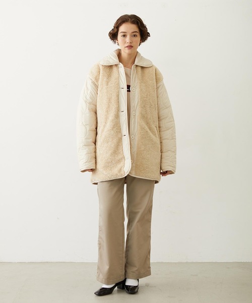 MILKFED.（ミルクフェド）の「REVERSIBLE QUILTED LOGO LONG COAT（その他アウター・レディース・ブラック/オフホワイト/オリーブ・S/M）」の5枚目の写真