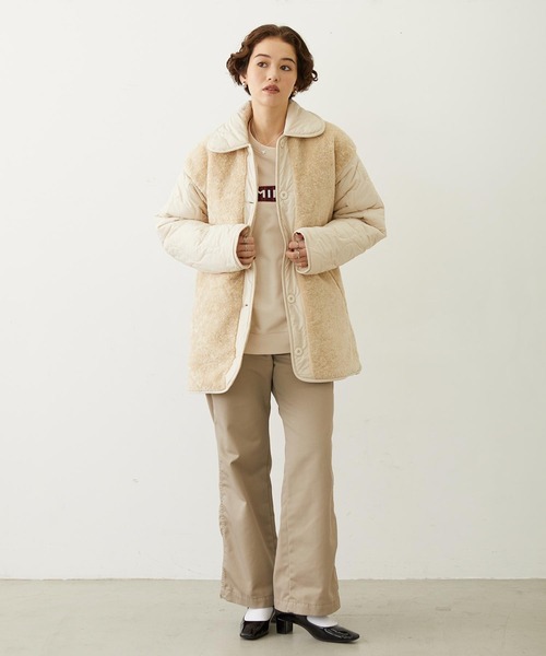 MILKFED.（ミルクフェド）の「REVERSIBLE QUILTED LOGO LONG COAT（その他アウター・レディース・ブラック/オフホワイト/オリーブ・S/M）」の6枚目の写真