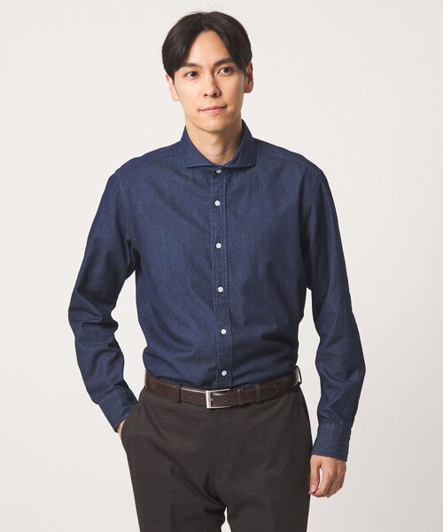 A DAY IN THE LIFE UNITED ARROWS（アデイインザライフユナイテッドアローズ）の「インディゴツイル カッタウェイカラーシャツ＜A DAY IN THE LIFE＞（シャツ/ブラウス・メンズ・コバルトブルー/ロイヤルブルー・L/M/S/XL）」の2枚目の写真