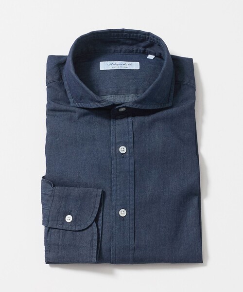 A DAY IN THE LIFE UNITED ARROWS（アデイインザライフユナイテッドアローズ）の「インディゴツイル カッタウェイカラーシャツ＜A DAY IN THE LIFE＞（シャツ/ブラウス・メンズ・コバルトブルー/ロイヤルブルー・L/M/S/XL）」の8枚目の写真