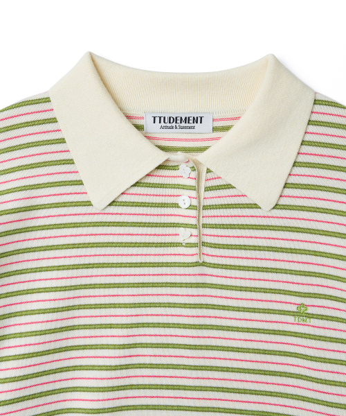 TTUDEMENT(トュードメント)の「STRIPE LONG SLEEVE POLO KNIT_IVORY(ニット/セーター・レディース・その他・FREE)」の5枚目の写真