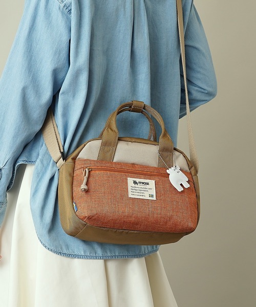 moz(モズ)の「【moz(モズ)】2WAYミニボストン ショルダー ハンドバッグ ZZEI-35(ショルダーバッグ・レディース・ブラック/オレンジ系/トリコロール/グレー×サックスブルー/ネイビー・ONE SIZE)」の5枚目の写真
