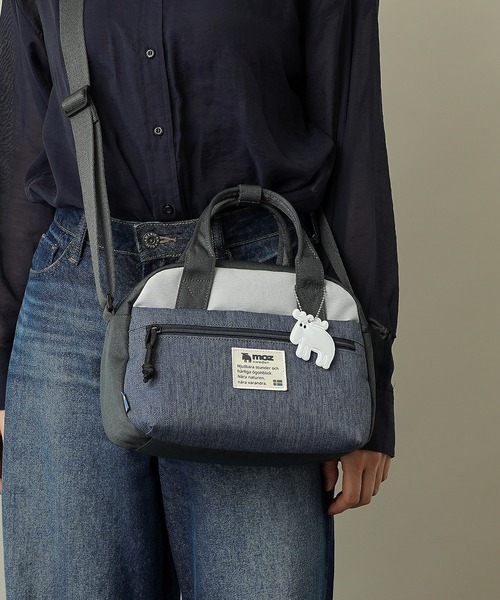 moz(モズ)の「【moz(モズ)】2WAYミニボストン ショルダー ハンドバッグ ZZEI-35(ショルダーバッグ・レディース・ブラック/オレンジ系/トリコロール/グレー×サックスブルー/ネイビー・ONE SIZE)」の3枚目の写真