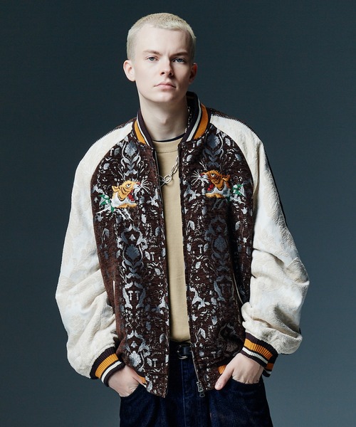 glamb（グラム）の「Gobelin Ska Jumper / ゴブランスカジャンパー（スカジャン・メンズ・ブラック/ブラウン/アイボリー・S/M/L）」の13枚目の写真