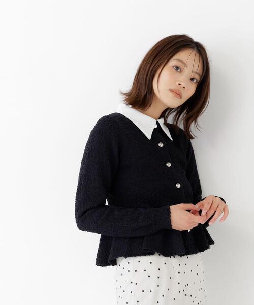 NATURAL BEAUTY BASIC(ナチュラルビューティーベーシック)の「シャツカラーポコポコニット(ニット/セーター・レディース・ブラック/ブルー/オフホワイト・FREE)」の5枚目の写真