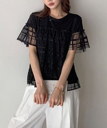 チェックドッキングブラウス