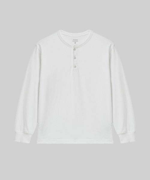 MUSINSA STANDARD KIDS（ムシンサスタンダードキッズ）の「リップカフスヘンリーネック長袖Tシャツ[ホワイト]（Tシャツ/カットソー・レディース・その他・130/120/140/150/160）」の3枚目の写真