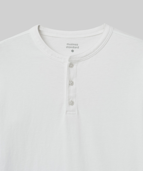 MUSINSA STANDARD KIDS（ムシンサスタンダードキッズ）の「リップカフスヘンリーネック長袖Tシャツ[ホワイト]（Tシャツ/カットソー・レディース・その他・130/120/140/150/160）」の5枚目の写真