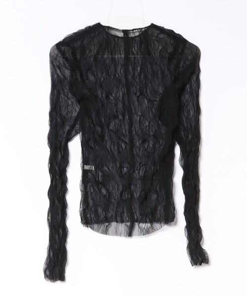 CLANE(クラネ)の「CLANE CRINKLED PLEAT SHEER TULLE TOPS(その他トップス・レディース・ブラック/オフホワイト・1/2)」の7枚目の写真