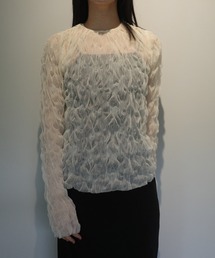 CLANE CRINKLED PLEAT SHEER TULLE TOPS
